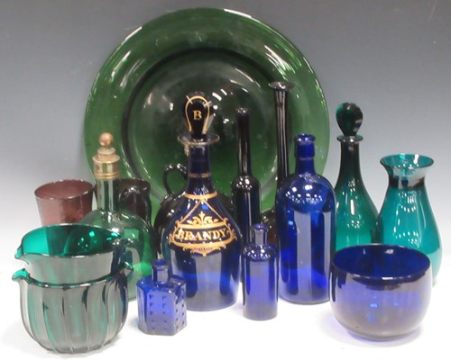 Lot 106 - A Regency style blue glass brandy decanter,...