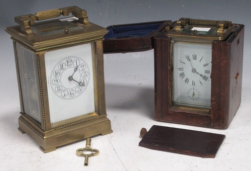 Lot 41 - Two early 20th century brass carriage clocks,...