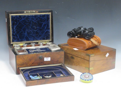 Lot 118 - A Victorian walnut dressing box, with glass...