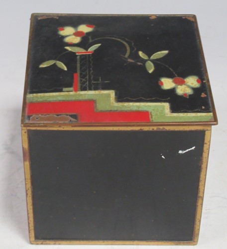 Lot 171 - An enamelled brass cigarette box, early 20th...