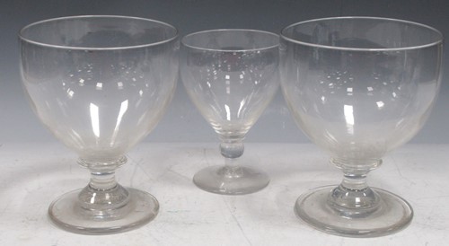 Lot 154 - A near pair of large glass rummers, 19th...