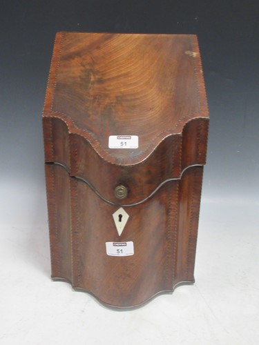 Lot 51 - A Georgian mahogany knife box with sloping...