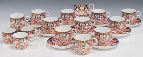 Lot 141 - Royal Crown Derby part set: 10 cups, 9 saucers,...