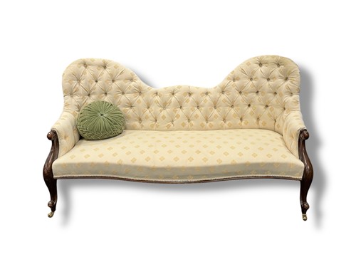 Lot 736 - A Victorian mahogany framed shaped-back sofa,...