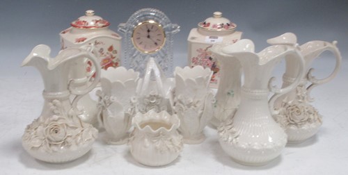 Lot 55 - A pair of Minton Parian vases with cowslips in...