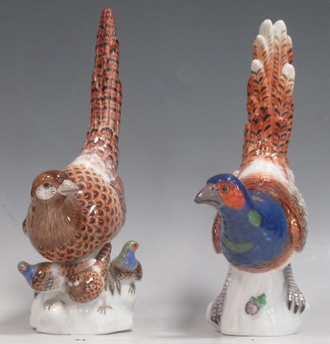 Lot 181 - A pair of modern 'Meissen' pheasants or game...