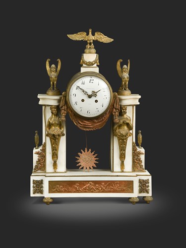 Lot 139 - A French white marble and gilt metal mounted mantel clock, early 19th century