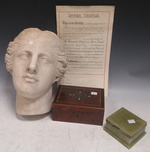 Lot 269 - A boxed lot to include; a plaster head bust; a...
