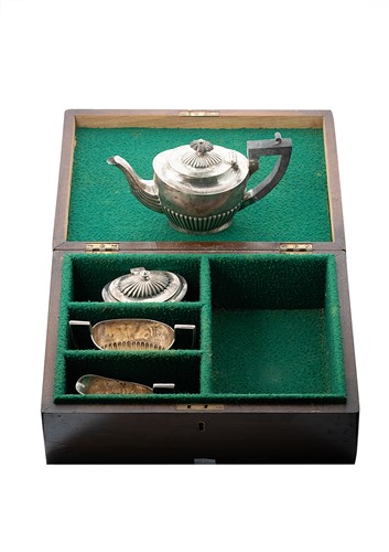 Lot 472 - Chester - A Victorian silver 3-piece tea set with one addition