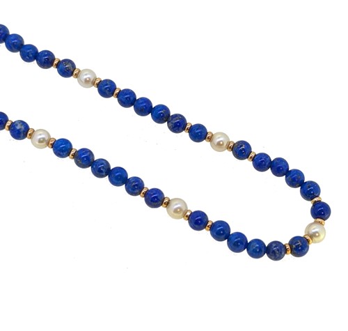 Lot 110 - A lapis and cultured pearl necklace