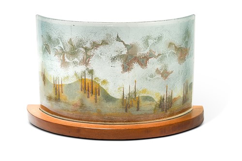 Lot 27 - A modern curved art glass panel