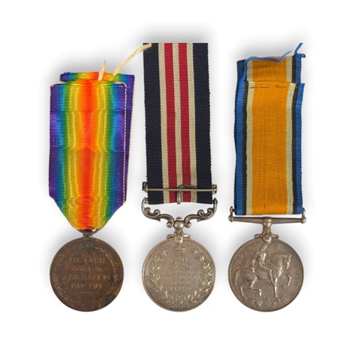 Lot 203 - A World War One Military Medal (MM) group of three