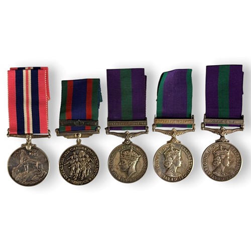 Lot 200 - Five single GRVI and ERII service medals