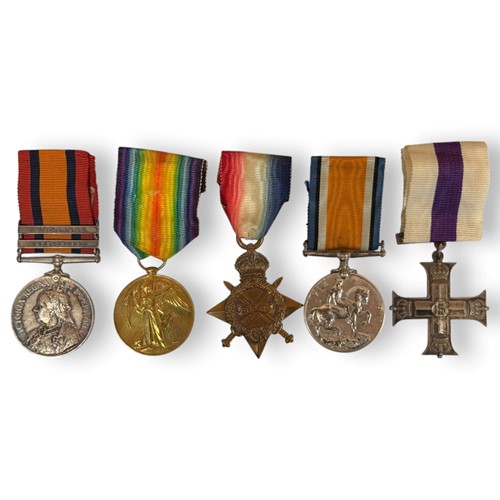 Lot 207 - A World War One group of three, a Queen's South Africa medal and a Military Cross