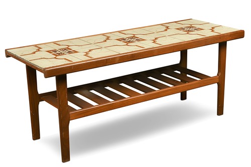 Lot 544 - A mid-century tile-top teak coffee table