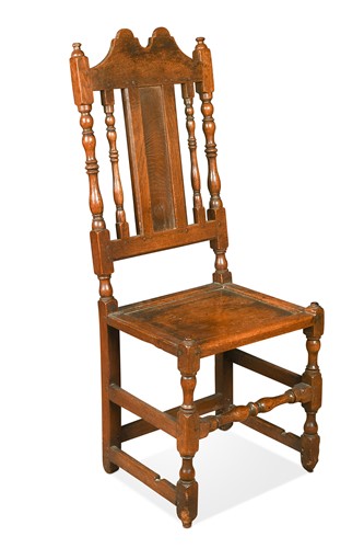 Lot 471 - An oak high back side chair, early 18th century