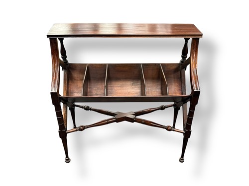 Lot 786 - Mahogany two tier book trough or stand, the...