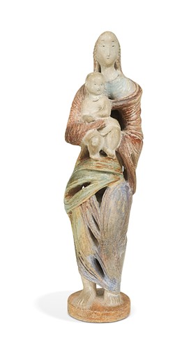 Lot 44 - Willi Soukop RA (1907-1995), an earthenware model of the Virgin and Child