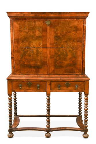 Lot 267 - A walnut escritoire on stand, 17th century and later