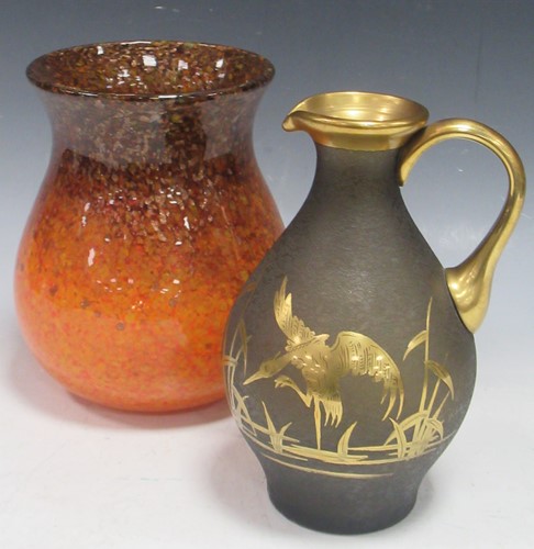 Lot 83 - Murano style flared open vase in burnt orange,...