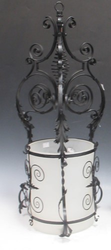 Lot 579 - Decorative hall lantern, the black painted...