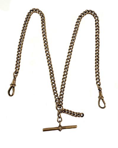 Lot 222 - A Victorian 9ct gold 'double Albert' watch chain