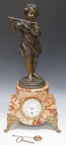 Lot 210 - An early 20th century spelter and marble...