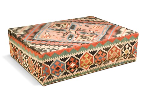 Lot 523 - A rectangular Kelim covered ottoman, 20th century
