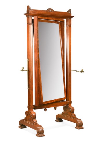 Lot 577 - A Victorian mahogany cheval mirror