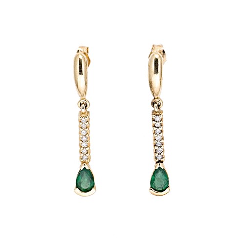 Lot 13 - A pair of emerald and diamond ear pendants