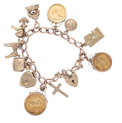 Lot 16 - A late 20th century charm bracelet