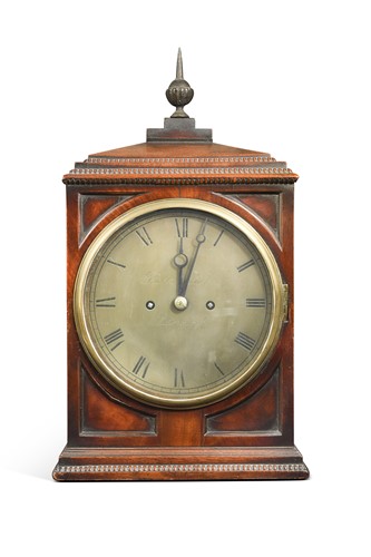 Lot 579 - A mahogany bracket clock with wall bracket, early 19th century