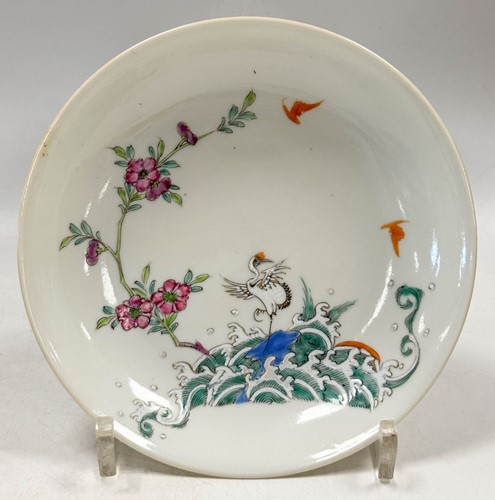 Lot 34 - A pair of Chinese porcelain saucer dishes, late Qing Dynasty, probably Guangxu