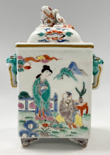 Lot 26 - A pair of Chinese censers in the famille verte palette