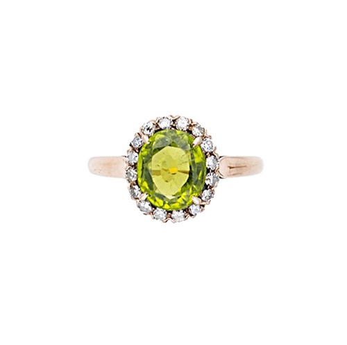 Lot 11 - A peridot and diamond cluster ring