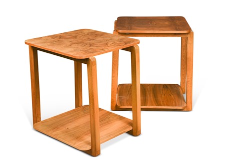 Lot 542 - A pair of Art Deco walnut side tables