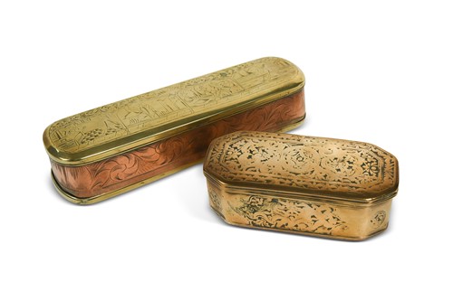 Lot 145 - A Dutch brass and copper tobacco box, 18th century