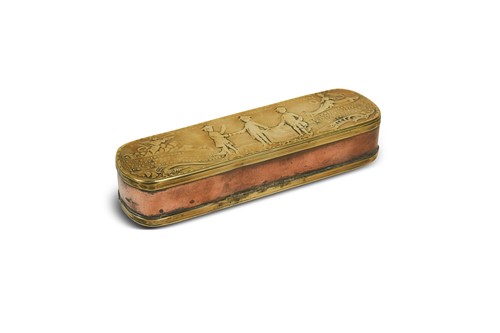 Lot 147 - A German copper and brass tobacco box, 18th century