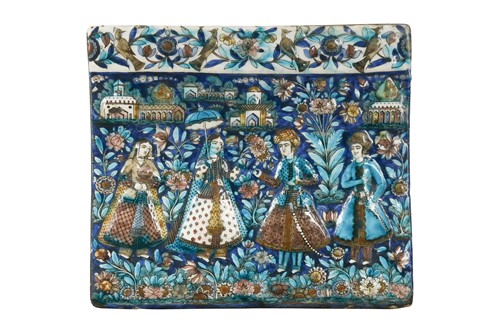 Lot 435 - A Persian relief moulded tile, 19th century