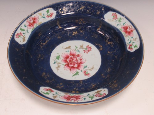 Lot 23 - A Chinese export blue ground porcelain water...