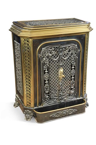 Lot 547 - A 19th century Belgian ornate iron and brass...
