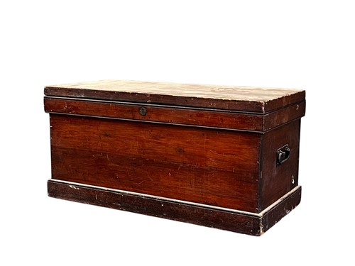 Lot 544 - A 19th century stained teak trunk, with hinged...