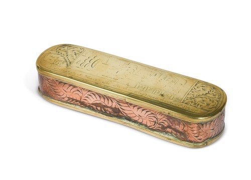 Lot 148 - A Dutch brass and copper tobacco box, 18th century