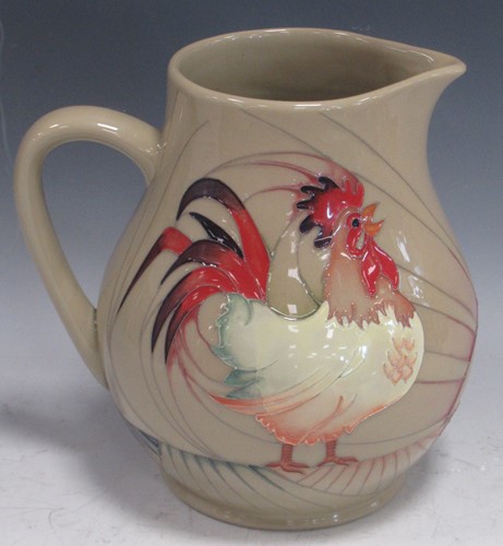 Lot 10 - A Moorcroft 'Good Morning Rooster' pattern jug,...