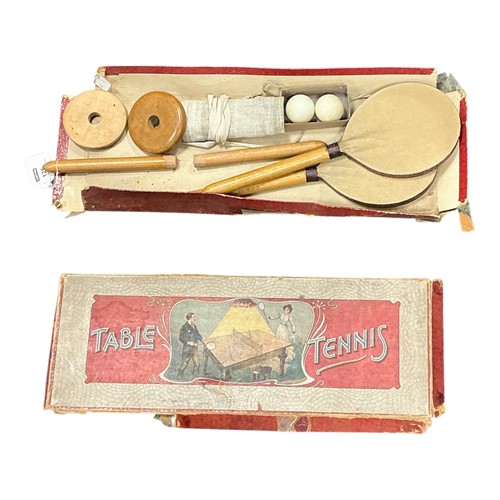 Lot 141 - A Victorian table tennis set, to include bats,...