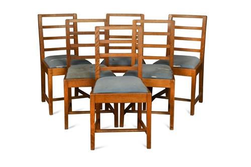 Lot 196 - Frank Whitton for Gordon Russell, a set of six oak dining chairs, 1936