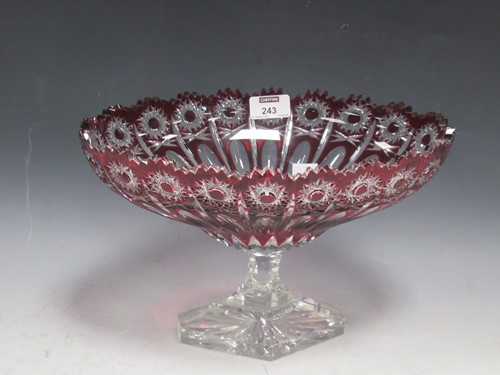 Lot 45 - A cranberry and clear glass comport or table...