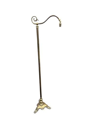 Lot 568 - A brass standard lamp with swan neck, 167cm high