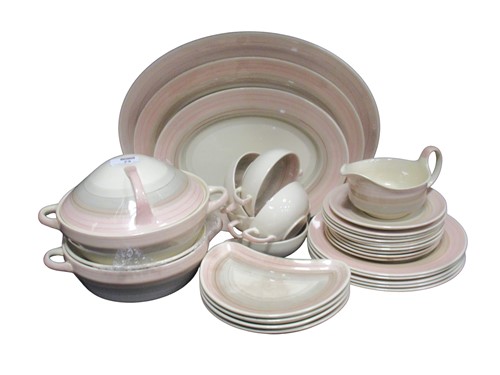Lot 97 - A Susie Cooper dinner service with grey, buff...