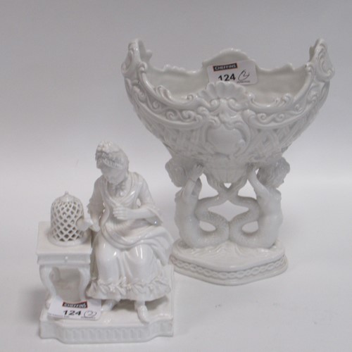 Lot 55 - A continental porcelain white glazed figure...